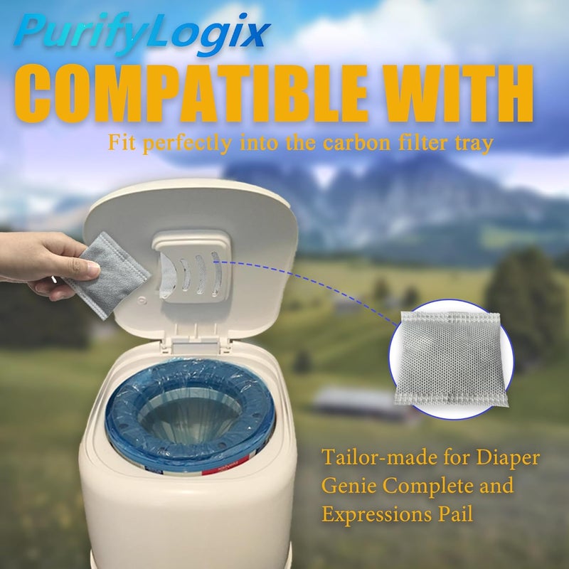 PurifyLogix 12PCS Diaper Pail Deodorizers Odor Absorber Carbon Filter Refills Compatible with Diaper Genie Complete and Expressions Pail | Air Purifying Bag Absorb Odors, Keep Home Fresh - Image 2